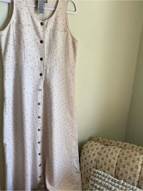 90s Vintage Directives Geo Cream Sleeveless Button-Down Maxi Dresses